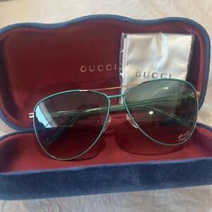 Gucci Teal Aviator Sunglasses